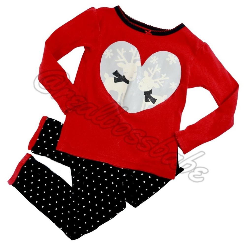 Carter's Girls Christmas Reindeer Outfit, Matching Set, Jersey Top + Pants 3T